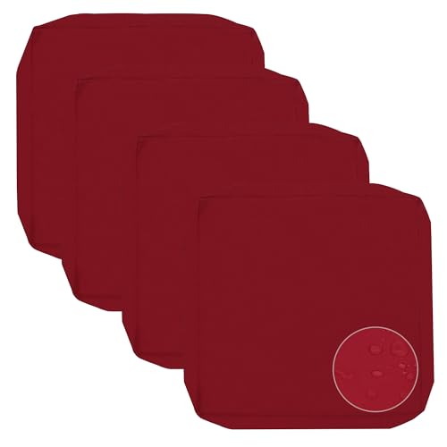 Sqodok Outdoor Cushion Covers 24 * 22, 4pcs Patio Cushion Waterproof Slipcovers Replacement Splash Proof Furniture Chair Pads Cover Washable Pillow Seat Covers, Burgundy, Cover Only
