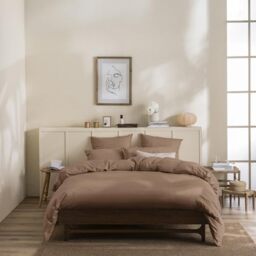 Plain Dyed Washed Cotton Percale Duvet Cover, Delicate, 260 x 240 cm, ESSIX