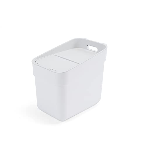 CURVER Ready to Collect 100% Recycled 20L Kitchen Accessories Recycling Lift Top Bin White Light Grey Lid