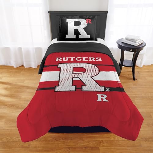 Rutgers Scarlet Knights Comforter Set ??? Scarlet Knights Bedding for Dorms, Guest Rooms, RVs, Tailgates & RU Game Day Decor, Twin/Twin XL
