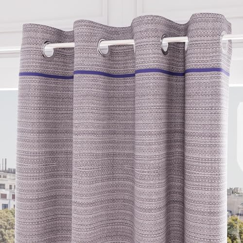 Soleil d'ocre, Curtain with Eyelets Recycled Cotton 135 x 300 cm Stone Blue
