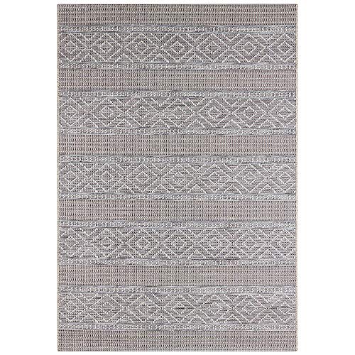 ELLE Decoration Rhone Flat Weave Indoor and Outdoor Rug 77 x 200 cm Cream Grey