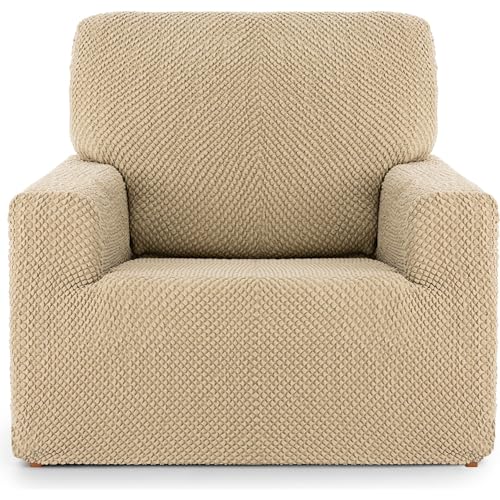 ECOMMERC3 Universal and Versatile 1 Seater Sofa Cover ??? Beige Sofa Cover Protector Easy to Install for Back, Seat and Arms
