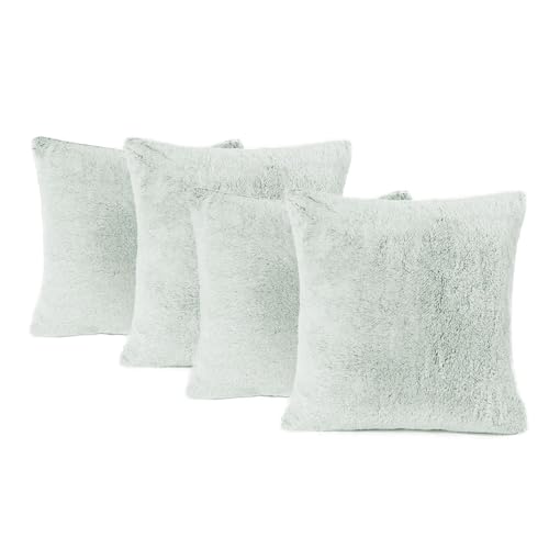 OHS Teddy Marl Sofa Cushion Covers, 45x45 Cushion Covers Bedroom Decorative Chair Cushion Pads Throw Pillow Sofa Cushions, Pack of 4 Cushions Forest Green