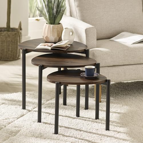 Julian Bowen Lorette Walnut Effect Teardrop Nest of 3 Side Tables