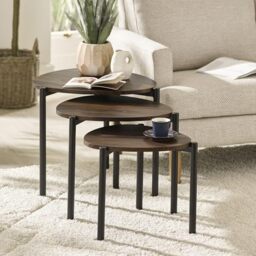 Julian Bowen Lorette Nest of Tables, Set of 3, Walnut Effect - W50 x D53cm