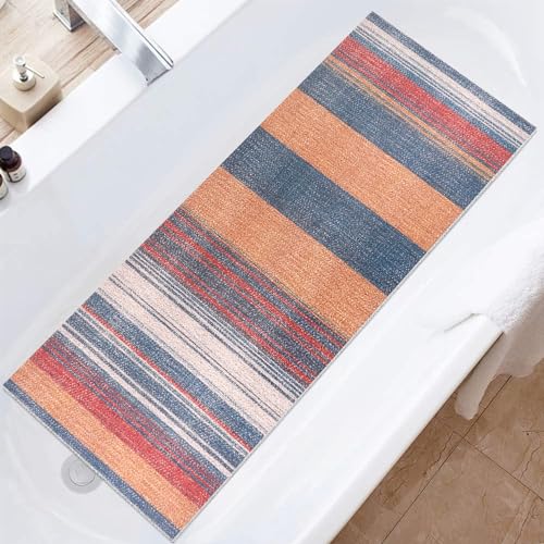 Shower Mat Bathtub Mat Non-Slip - 16x39 Inch, Soft Comfort Bath Mat with Drainage Holes, PVC Loofah Massage Bathmat for Shower, Tub, Bathroom, Wet Areas, Quick Drying