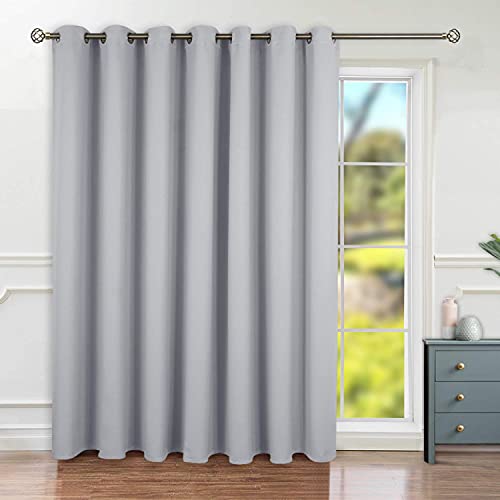 BGment Light Grey Sliding Door Curtain 96 Inch Long - Wide Room Darkening Room Divider Curtain for Bedroom Privacy Themral Insulated Grommet Room Separator Drape, 1 Panel, 100 X 96