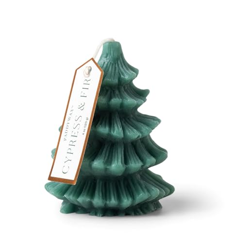 Paddywax Holiday Candles Cypress & Fir Range Totem Christmas Tree Shaped Luxury Scented Candle, 10cm Tall, Green