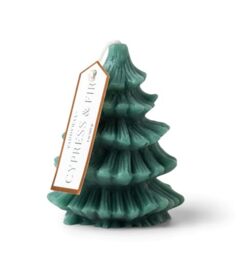 Paddywax Holiday Candles Cypress & Fir Range Totem Christmas Tree Shaped Luxury Scented Candle, 10cm Tall, Green