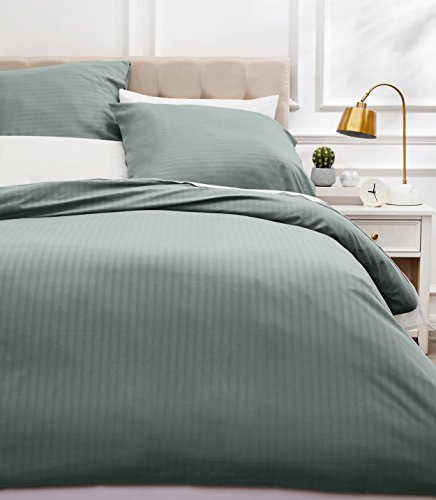 Amazon Basics 3-Piece Microfibre Bedding Duvet Cover Set, Duvet Cover 240 x 260 cm & 2 Pillowcases 65 x 65 cm, Dark Grey