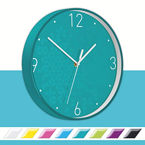 Leitz WOW Quartz Wall Clock, Perfect for Office, Kitchen, Living room and Bathroom, 29 cm - Ice Blue