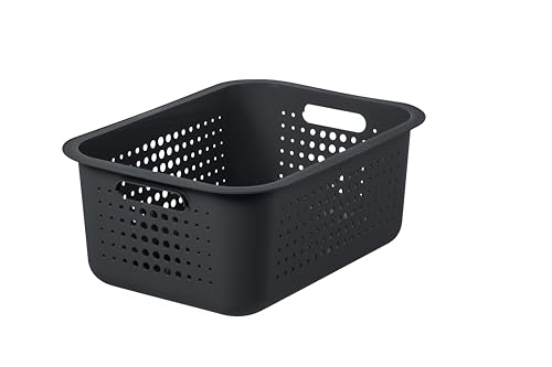 SmartStore 10L Recycled Plastic Storage Basket with handles - Taupe - Sustainable, Stackable and Nestable - 10 Year Guarantee - Medium basket - L37 x W28 x H15 cm