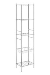 Premier 5 Tier Shelf Unit, With Basket, Chrome