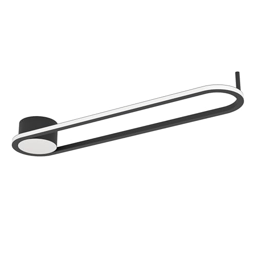 Eglo LED Oval Ceiling Light Collecorvino, Living Room lamp, Black Metal Lighting, Warm to Cool White, 50 cm