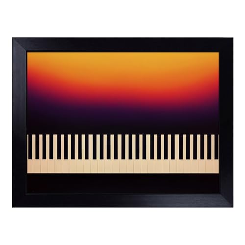 Lap Tray with Bean Bag Cushion, Keys Of The Piano Abstract - Handmade in the UK, Raised Wooden Edge, Padded Cushion, Heat-Resistant Wipe-Clean Surface, for Meals, Laptops and Crafts