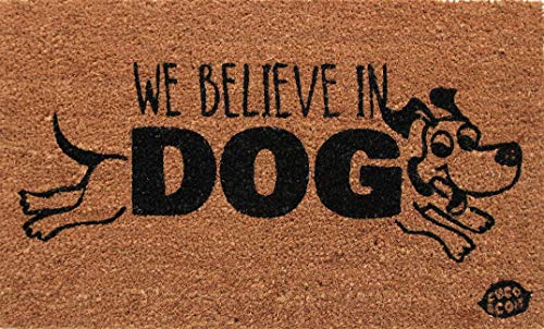 Coco&Coir Natural Coir Entrance Door Mat - 45 x 75 cm (Dog Love) - Non-Slip - Thick Coir - Premium Quality - Rubber Backed - Eco-Friendly - Indoor - Outdoor - Pet series - Dog, Puppy