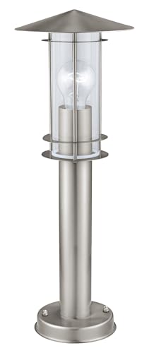 Eglo Outdoor lamp Post Lisio, pier Mount Outside Bollard Light, Electric Garden and Driveway Lighting Made of Stainless Steel and Plastic, Silver, White, E27 Socket, IP44