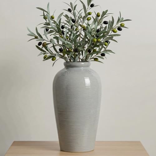 Wancetang Large Modern Farmhouse Vase for Centerpieces, 11 Inch Tall Ceramic Vase - Glazed Textured Pottery Vases Home Decor, Side Table, Kitchen, Living Room Decor, Entryway, Mantel Decorations