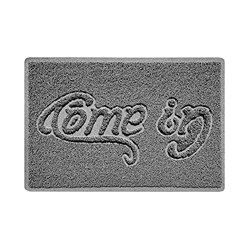 Nicoman COME-IN Embossed Shape Door Mat Dirt-Trapper Jet-Washable Doormat-(Use Outdoor ONLY)- (60x40cm/23.6x15.7inches, Small) Grey