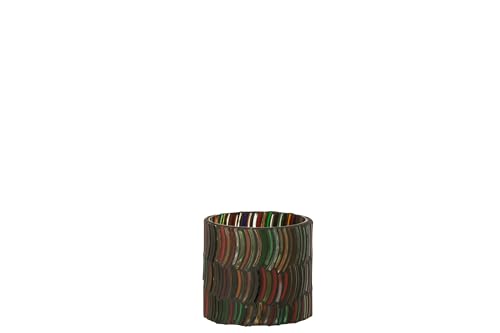 J-Line Mosaic Tealight Holder Curved Glass Mix Small