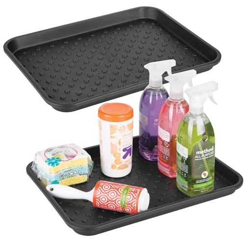 InterDesign Under the Sink Drip Protector Tray for Kitchen Cabinet, Bathroom, Entryways Pack of 2, Black