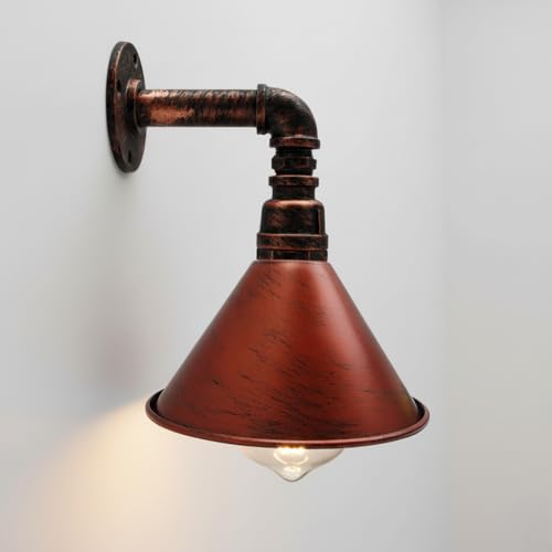 Industrial Water Pipe Wall Light Rustic Red E27 Steampunk Wall Sconce