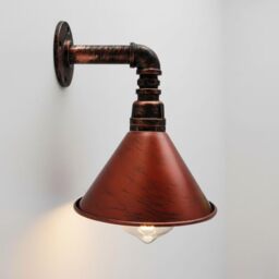 Industrial Water Pipe Wall Light Rustic Red E27 Steampunk Wall Sconce