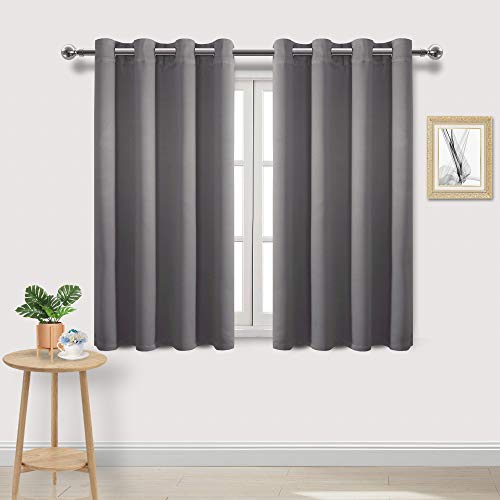 DWCN Grey Room Darkening Blackout Curtains, Thermal Insulated Privacy Energy Saving Window Drapes - 52 x 45 Inch Length, Set of 2 Bedroom Living Room Panels