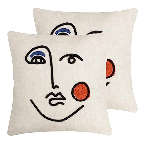 Furn. Cleo Linear Woven Polyester Filled Cushion - Twin Pack,Ginger/Navy,45 x 45cm