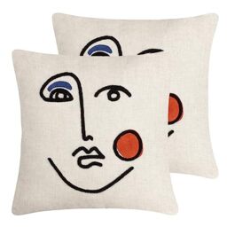 Furn. Cleo Linear Woven Polyester Filled Cushion - Twin Pack,Ginger/Navy,45 x 45cm
