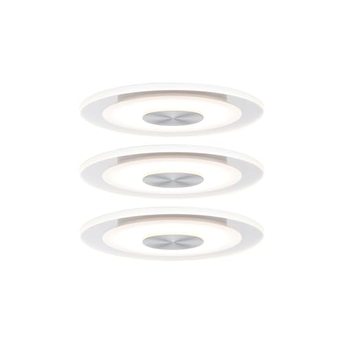 Paulmann Premium Whirl 3 x 4.9 W Recessed Ceiling Spotlight Set, Warm White, Satin Aluminium, Dimmable, IP23, 12 x 12 x 1 cm, Living Room
