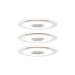 Paulmann Premium Whirl 3 x 4.9 W Recessed Ceiling Spotlight Set, Warm White, Satin Aluminium, Dimmable, IP23, 12 x 12 x 1 cm, Living Room