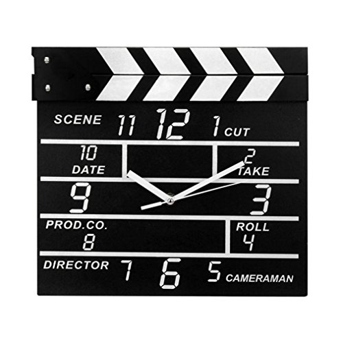 Zaoniy Kinger_Home Large Retro Cinema Movie Slate Analog Wall Clock Clapper Film Modern Home
