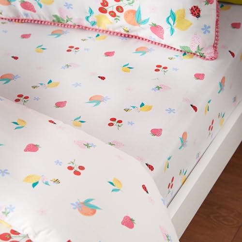 Catherine Lansfield Fruity Friends Double Fitted Sheet Bright