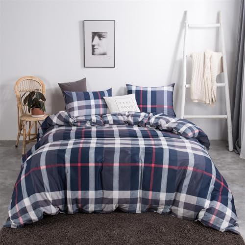 CLOTHKNOW Blue Red White Plaid Twin/Twin XL Comforter Set Tartan Buffalo Bedding Comforter Sets Soft All Season