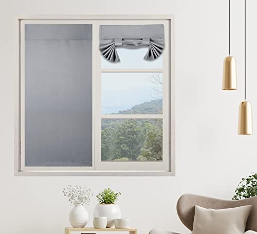 "PI, French Door Curtains, 2 Panels Thermal Insulated Privacy Screen Roman Blind Window Curtain for Classroom/Sliding Doors/Entrance Doors (W30""XL40"",Light Grey)"
