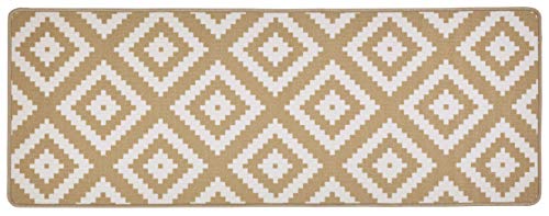 HANSE Home Loop Rug Runner - Rug Runner Diamond Soft Short Pile Rug Modern Diamond Pattern for Hallway, Bedroom, Children's Room, Bathroom, Living Room, Kitchen - Beige, 67 x 180 cm