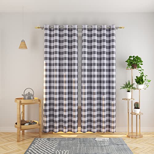NATUS WEAVER Buffalo Check Curtains 84 inch Length Kitchen Living Room Bedroom Grey and White Gingham Plaid Window Curtain Panels Basement Drapes 2 Panels Grommet Top Window Treatment Set