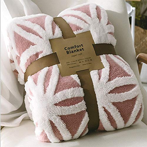 Ukeler Luxury Soft Sherpa Throw Blanket Comfort Fuzzy Soft Sherpa Fleece Blanket for Bed/Couch/Sofa/Office/Camping, 60'' x 50'', Pink