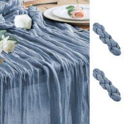 Wokceer Cheesecloth Table Runner Dusty Blue 10FT Boho Gauze, 2 Pack - 120 Inch Cheese Cloth Table Runner Rustic Sheer Runners for Wedding Birthday Baby Bridal Shower Christmas Table Decor