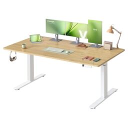 VASAGLE Electric Standing Desk, USB C Port, Cable Tray - Height Adjustable Desk, Sedentary Reminder, 3 Memory Heights, 160 x 80 cm, Golden Oak, LSD146YA03