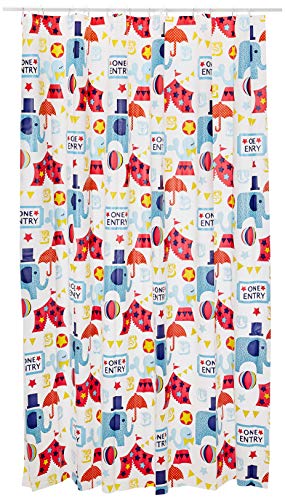 Spirella Lifestyle Plastic Curtain – Circus Multicoloured 180 x 2 1107074, White, Standard
