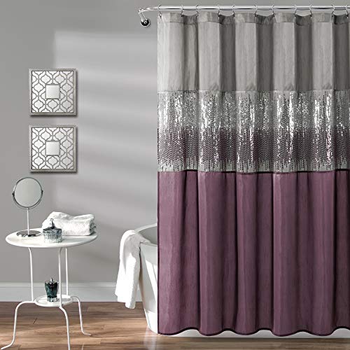 "Lush Decor Night Sky Shower Curtain, Polyester, Gray & Purple, 72"" W x 72"" L (Pack of 1)"