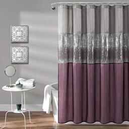 "Lush Decor Night Sky Shower Curtain, Polyester, Gray & Purple, 72"" W x 72"" L (Pack of 1)"