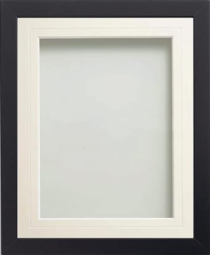 Frame Company Allington Black Photo Frame with White V-Groove Mount, 7x5 for 6x4 inch, fitted with perspex