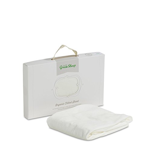 The Little Green Sheep Organic Cotton Crib Fitted Sheet, Soft Jersey Sheet fits Stokke Mini Crib, 75x60cm, White