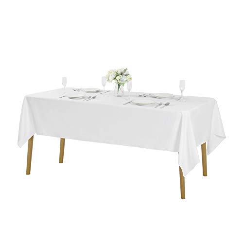 Cupuamon Rectangle Tablecloth Table Cover 60x102 inch Washable Polyester Fabric Table Cloth for Wedding Party Dining Banquet Decoration Outdoor???60x102, White???