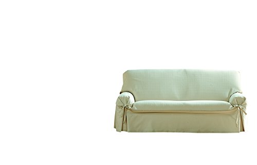 Eysa 2 Squares 100 Percent Cotton Paola Universal/Non-Elastic Sofa Cover, Beige