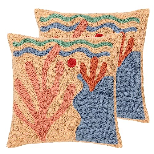 furn. Heya Home Corals Knitted Feather Filled Cushion - Twin Pack